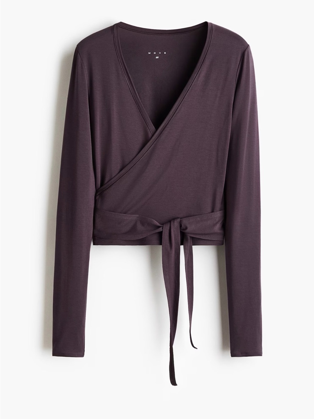 H&M Wrap-Front Long Sleeve Top in Plum